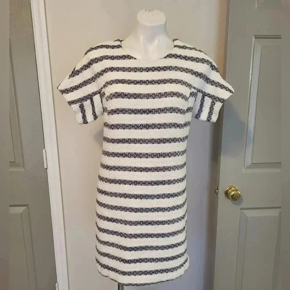Sail to Sable(STS) Striped Tweed Fully Lined Shift Dress(10)